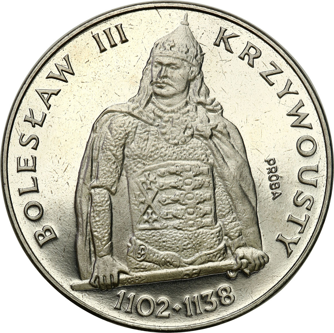 PRL. PRÓBA Nikiel 200 złotych 1982 - Bolesław Krzywousty - półpostać